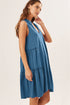 Split V Neck Tiered Flowy Sleeveless Dress